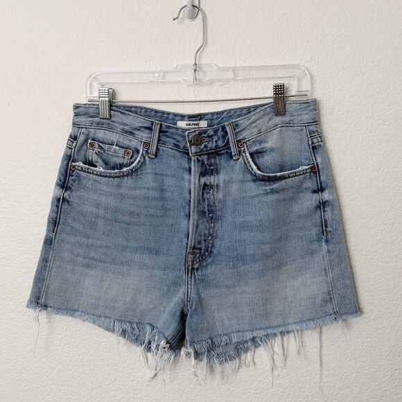 [GRLFRND] High Rise Frayed Hem Keep Talking Denim Cutoff Poppy Shorts Size 29 - Picture 2 of 12